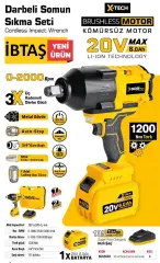 SGS5504 - 3/4 - 20 Volt 6 Amper 1200 Nm Tork Akülü Darbeli Somun Sıkma Sökme Makina Seti Tek Akülü