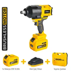 SGS5504 - 3/4 - 20 Volt 6 Amper 1200 Nm Tork Akülü Darbeli Somun Sıkma Sökme Makina Seti Tek Akülü