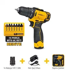 SGS 5147 Akülü Vidalama Seti 12V (1*1.5 Ah) Bits Uç Seti