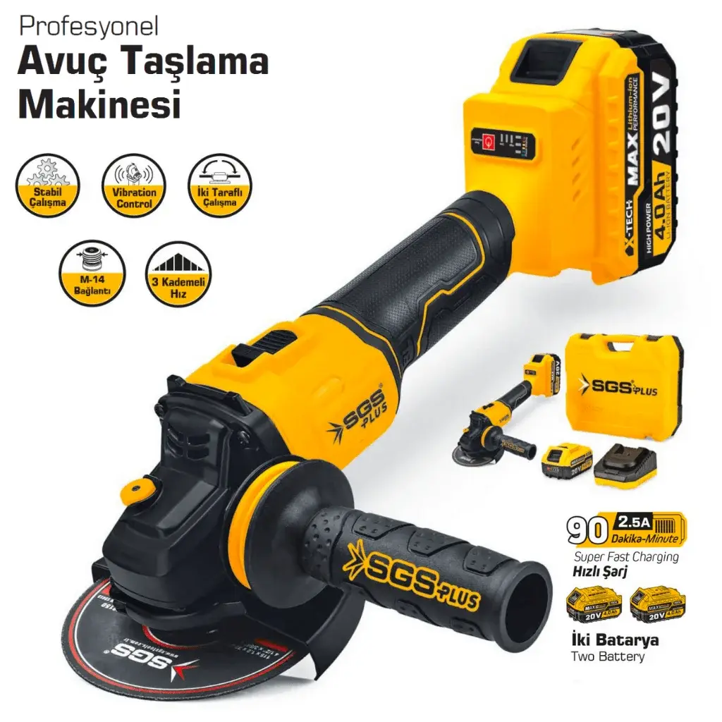 SGS 5510 Akülü Avuç Taşlama Makinası Sprial 20 Volt 4 Amper