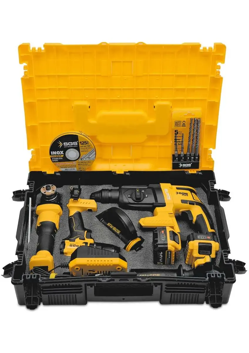 Sgs Combo 3 Parça Set(Darbeli Matkap/Kırıcı-Delici/Avuç Taşlama Makinesi)