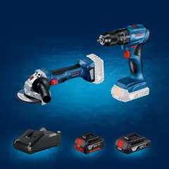 BOSCH GWS 180-LI Profesyonel 18 Volt Akülü 125 mm. Avuç Taşlama (700 W Eşdeğerinde) + GSB 185-LI Profesyonel 18 Volt Akülü Darbeli Delme Vidalama 1x2.0 + 1x4.0 Ah Çift Akülü Set (Kömürsüz Motor) (Karton Kutu İçerisinde)