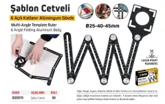 SGS 970 - Alüminyum Şablon Cetveli 6 Açılı