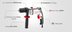 Specco Elektrikli Darbeli Matkap 650W SP-6021A
