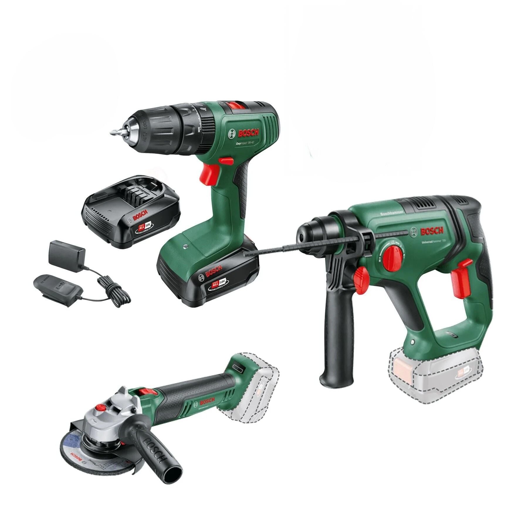 Bosch EasyImpact 18V-40 + UniversalGrind 18V-75 + UniversalHammer 18V Akülü Üçlü Set